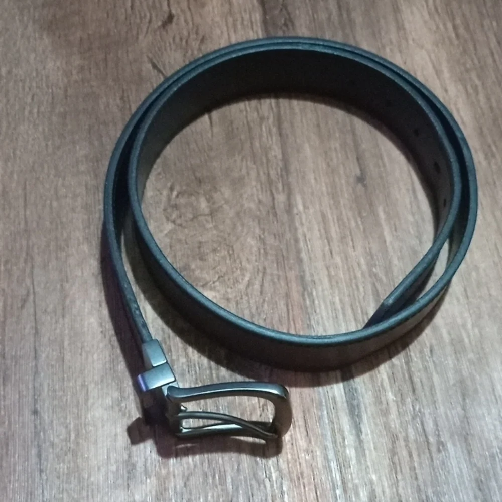 Black Wide Leather Buckle Belt